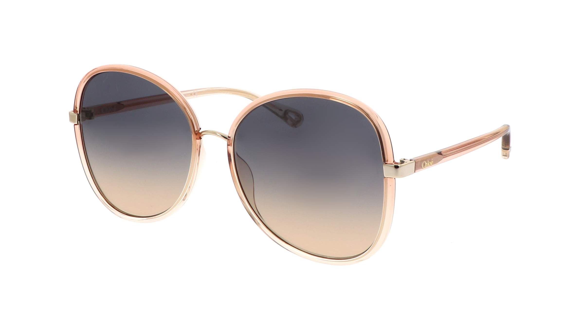 Chloé CH0030S 004 60-17 — occhiali da sole oversize con dettagli oro e lenti degradé