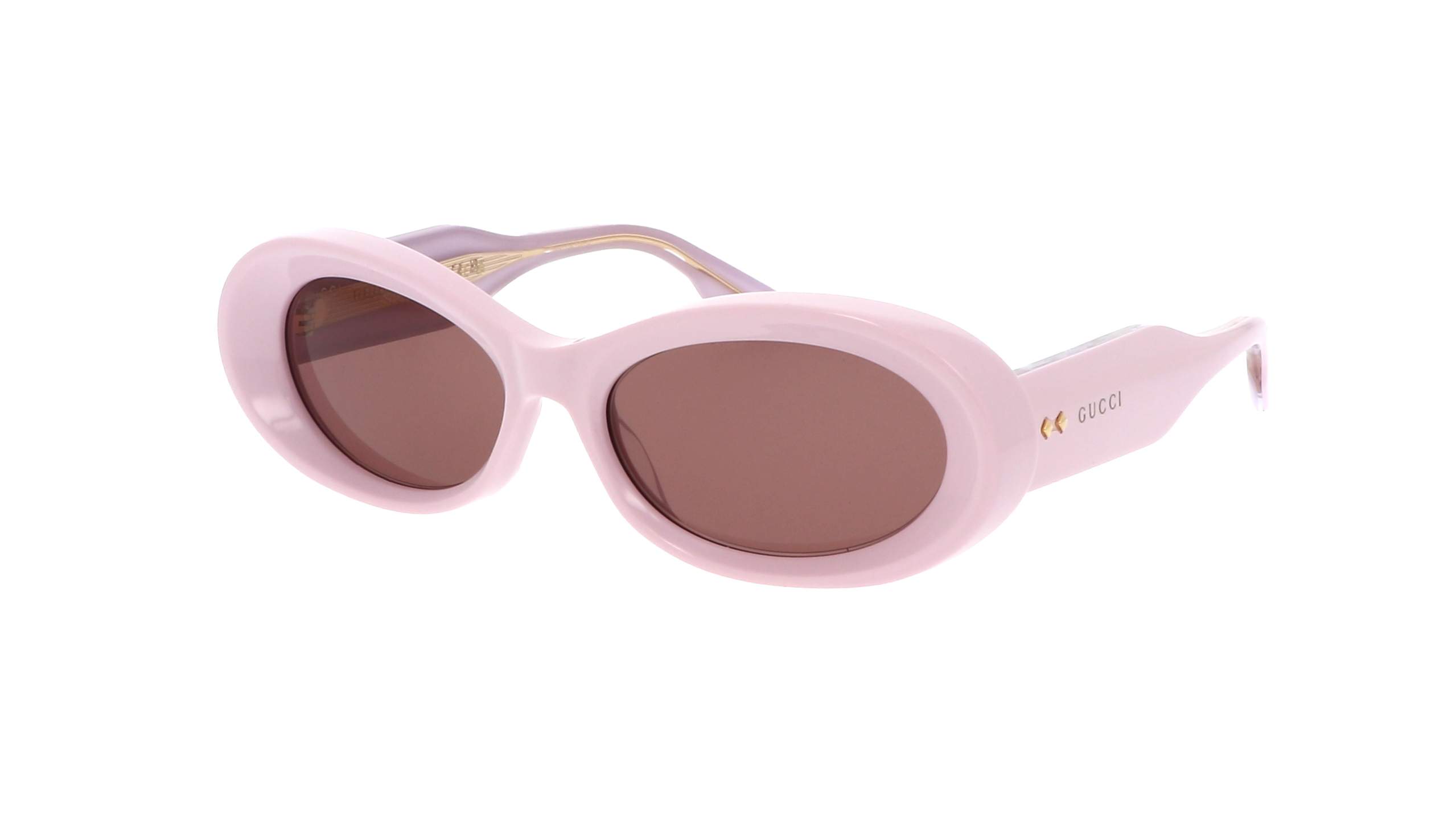 Gucci GG1527S 003 — occhiali da sole in acetato rosa con logo e rivetti dorati