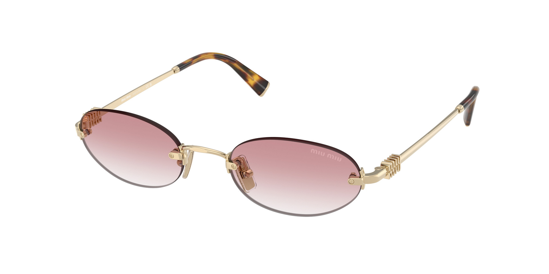 Miu Miu MU A54S ZVN70O 51-20, occhiale da sole rimless oro pallido