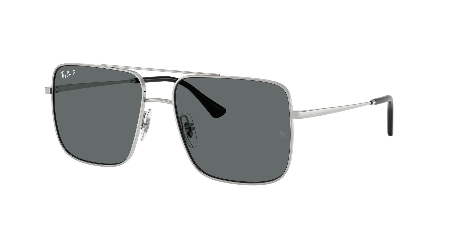 Ray-Ban Ari RB3758 003/81 — montatura sottile argento con lenti grigie polarizzate