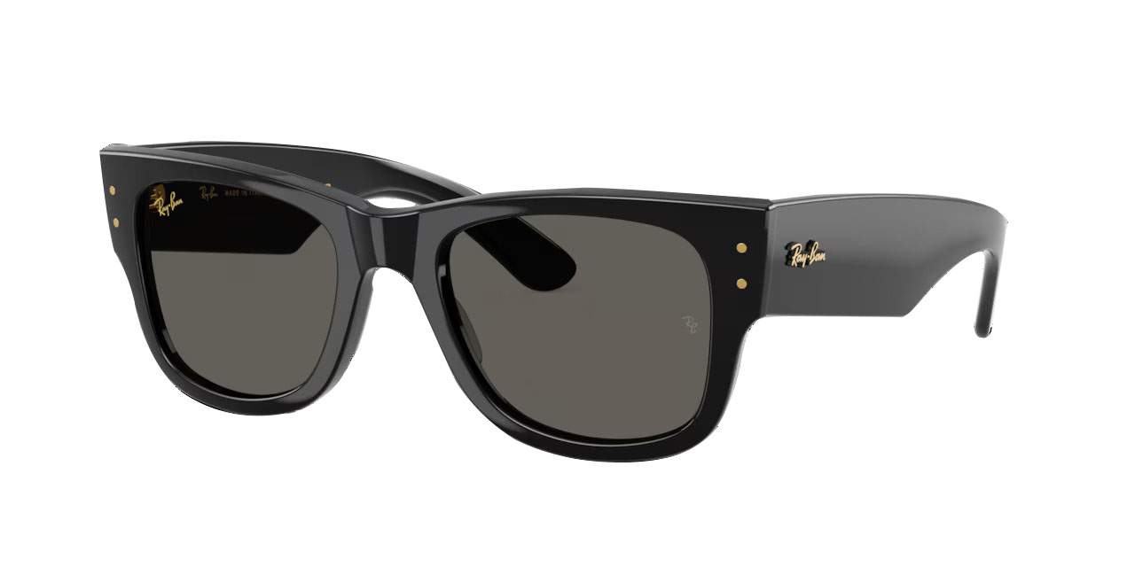 Ray-Ban Mega Wayfarer ASAP Rocky RB0840S 6826/J5 — montatura nera blacked-out, look rock couture