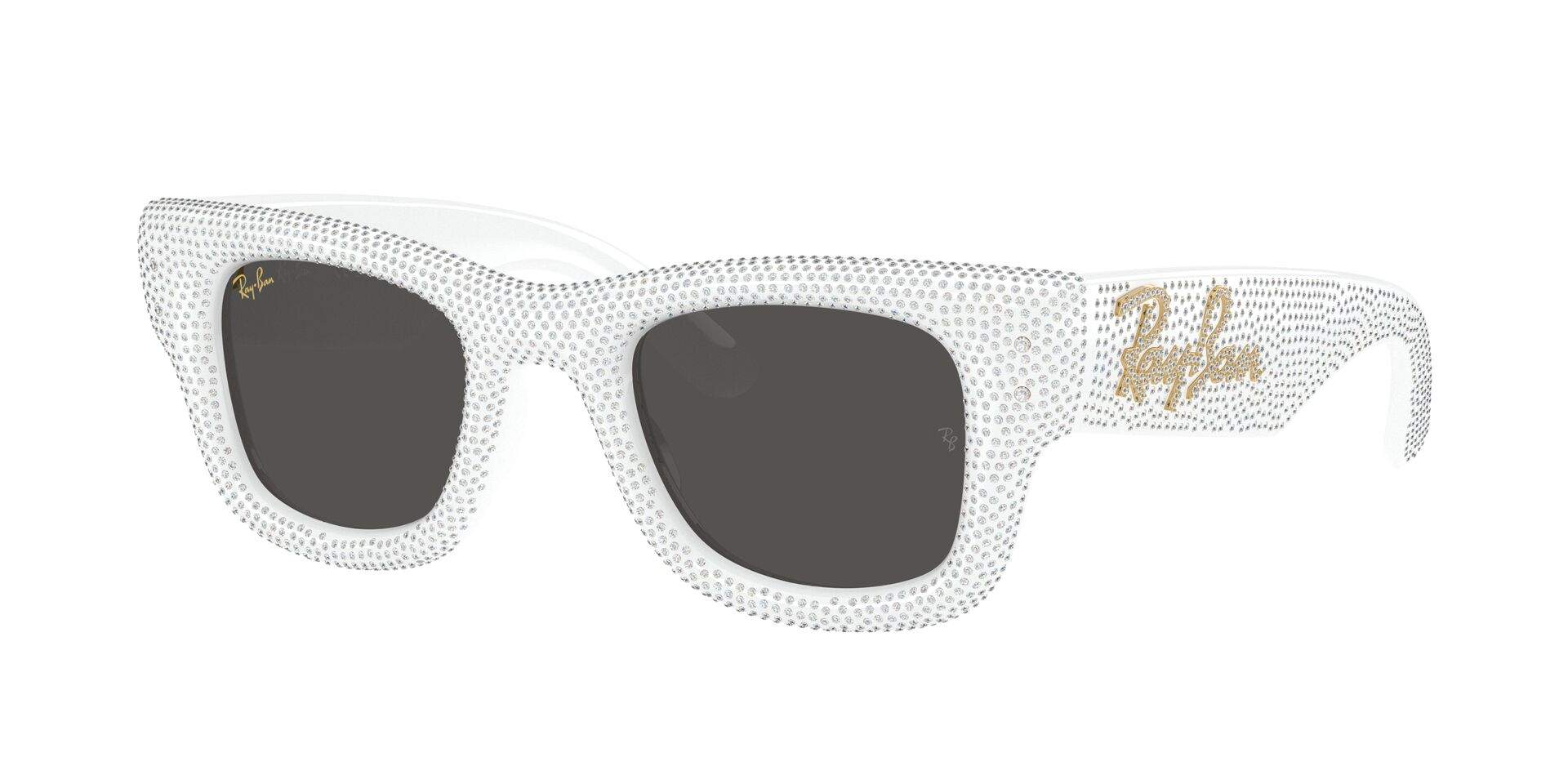 Ray-Ban Wayfarer Puffer ASAP Rocky RB4940BP 6866/87 — montatura bianca con strass, spirito da palcoscenico