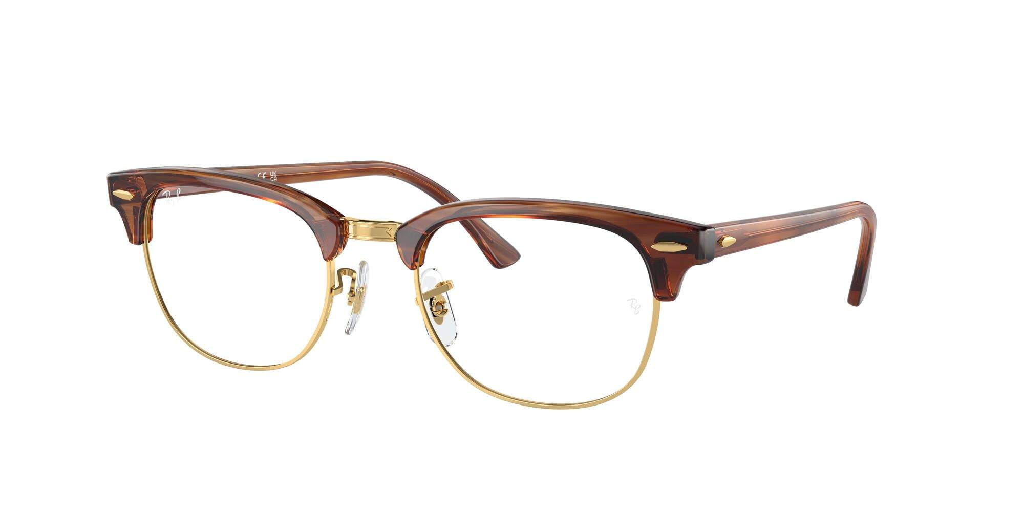 Ray-Ban Clubmaster RX5154 Striped Brown on Gold — montatura ottica