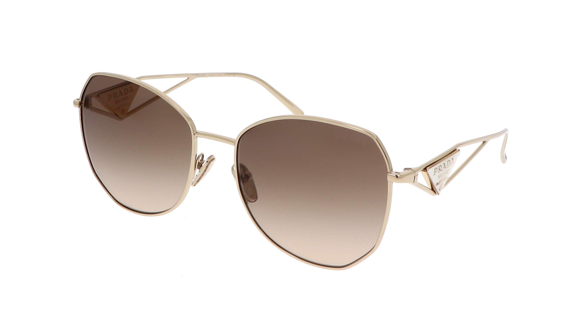 Prada PR 57YS — occhiali da sole in metallo oro con lenti degradé rosa-marrone